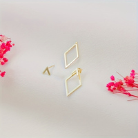 Geometric Square Detachable Triangles Stud Earrings 5